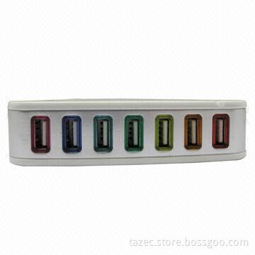 7-port USB 2.0 Hub with Up to 480Mbps Data Transfer Rate and Colorful LED Light